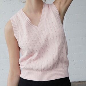 John Galt Pink Cable Knit Sweater Vest